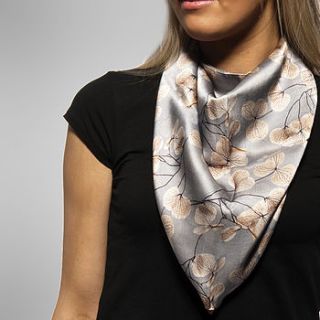 skeletal leaf print square silk scarf by pattern passion