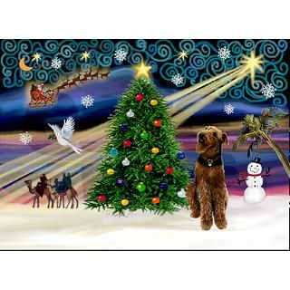 Xmas Magic & Airedale (#1) Greeting Cards (Pk of 1 by dogloverdesigns