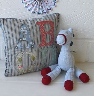 vintage style fabric abc baby cushion by posh totty designs interiors