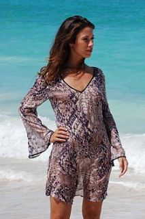 kate silk beaded dress taupe and faded lilac by louise sandberg london