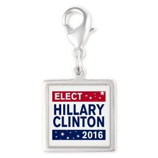 Elect Hillary Clinton 2016 Silver Square Charm by scarebaby