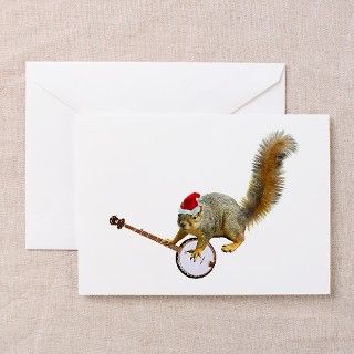 Christmas Banjo Squirrel Greeting Cards (Pk of 10) by catsclips