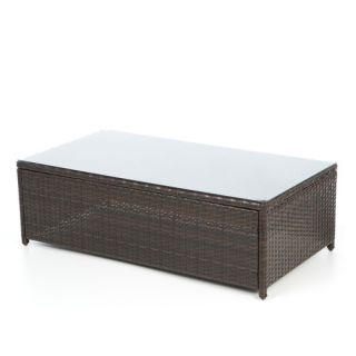 Palm Harbor Outdoor Wicker Glass Top Coffee Table