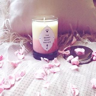 rose, vanilla and orange luxury soy candle by the secret scent societé