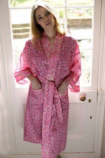 kimono dressing gown pink dapple print by caro london