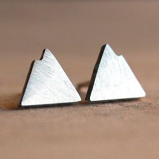 handmade silver mountain stud earrings by alison moore silver designs