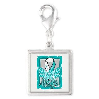 Butterfly Cervical Cancer Silver Square Charm by hopeanddreams