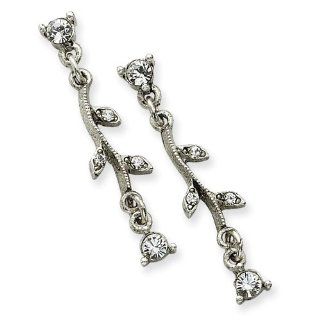Silver tone Crystal Post Dangle Earrings Jewelry