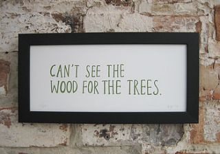 'can't see the wood…' screen print by alison hardcastle