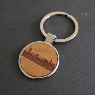 wooden new york skyline key ring by maria allen boutique