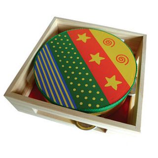 wooden tambourine and box by bee smart