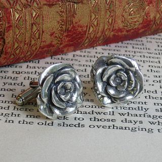 rose silver cufflinks by faith tavender jewellery