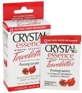 CRYSTAL BODY DEODORANT (French Transit) Crystal Essence Mineral Deodorant Towelettes Pomegranate Box 6 PC Health & Personal Care
