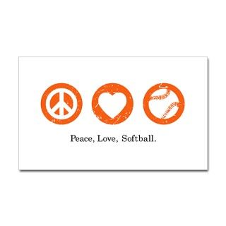 Peace. Love. Softball. Rectangle Decal by ffreelance