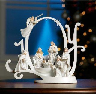 Collections Etc   Lighted Joy Nativity Scene Holiday Sculpture   Holiday Figurines