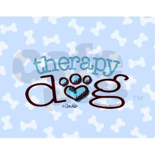 Therapy Dog Blue Paw Print Heart Pet Tag by ahamiltonart