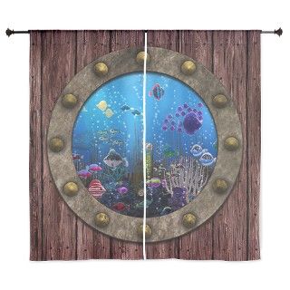 Underwater Love Porthole 60 Curtains by PhantasmDesigns