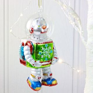 retro astro robot snowman hanging decoration by lisa angel homeware and gifts