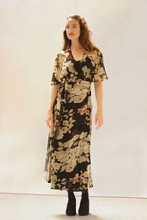 nieve wrap dress in silk georgette by nancy mac