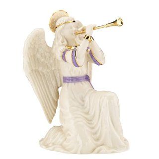 Lenox First Blessing Kneeling Angel with Trumpet Figurine   Individual Nativity Figurines