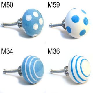 blue spotted striped cupboard knobs by pushka knobs
