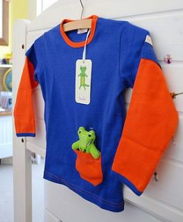 long sleeved crocodile in pocket t shirt by pixie and punk