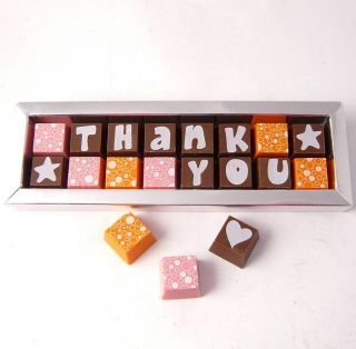 personalised chocolates to say thank you by chocolate by cocoapod chocolate