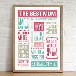 personalised best mum print by the drifting bear co.