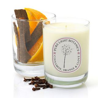 comforting cinnamon, orange and clove candle by pure light botanics