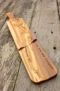 personalised baguette bread serving board by the rustic dish