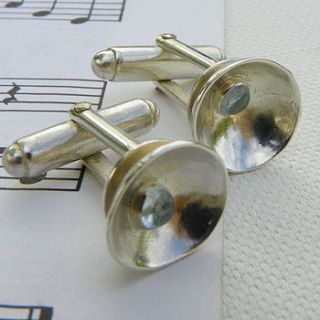 silver acorn cup gemstone cufflinks by eliza and lil jewellery