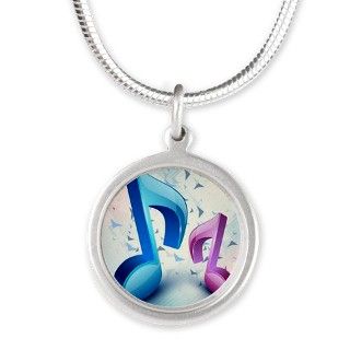 3D music notes on colorful g Silver Round Necklace by Admin_CP70839509