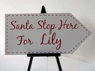 personalised santa stop here sign by hush baby sleeping