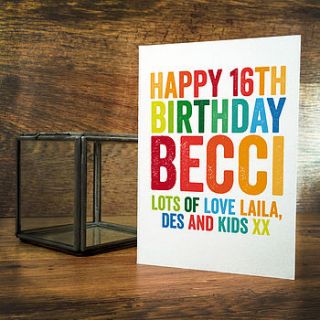 personalised happy birthday card by a is for alphabet