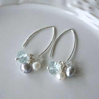 aqua and pearl earrings by samphire jewellery