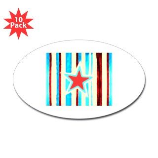 Red White and Blue Star Oval Sticker (10 pk) by awob