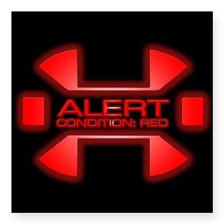 Red Alert Square Sticker 3 x 3 by JMK_Graphics