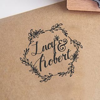 personalised floral lover's rubber stamp by the little posy print company