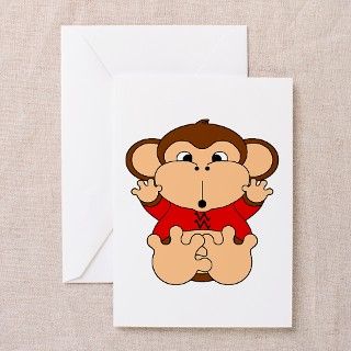Aquarius Cartoon Monkey Greeting Cards (Pk of 10) by casperncaboodle