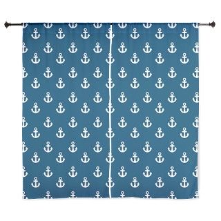 Nautical Blue Ship Anchors Pattern Curtains by HHTrendyHome