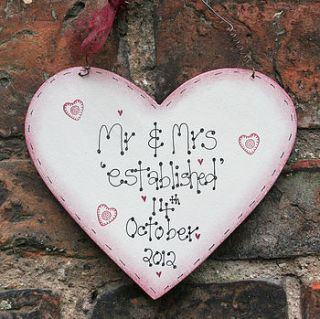 handmade wooden 'established' wedding heart by weddings by primitive angel