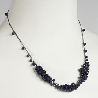 triple cluster necklace, sapphire by kate wood jewellery