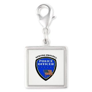 Police Serving Proudly Silver Square Charm by bonfiredesigns