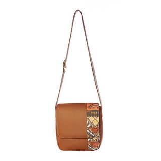 leather shoulder bag with mixed print design by mefie