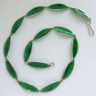 enamel and silver leaf necklace by anna clark studio