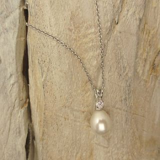 freshwater drop pearl pendant necklace by tigerlily jewellery