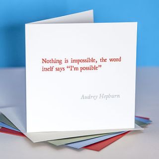 'nothing is impossible' quote card by belle photo ltd