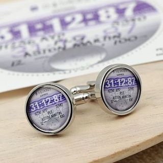 personalised tax disc cufflinks 1987 to 1992 by me and my car