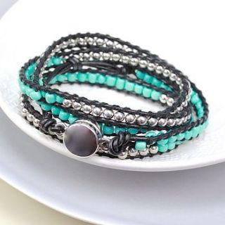 turquoise beaded wrap around bracelet by lisa angel