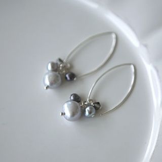 silver pearl cluster earrings by samphire jewellery